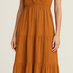 Lush Clothing Lush Camel Textured Tie-Shoulder Maxi Dress‎ Photo 0