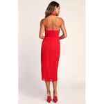 Lulus  Red Halter Neck Midi Dress With Front Slit Size XS Photo 3