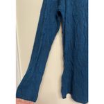 Vintage Cut Loose Long Sleeve Top Women Medium Blue Textured Stretch Boho Retro Photo 6