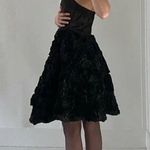 Christopher Straub Vintage Y2K Satin Rosette Strapless Mini Dress Size 5 Black Photo 2