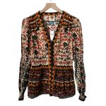Farm Rio NEW Anthro Long Sleeve Button Front V-Neck Peasant Blouse Size Small Photo 1