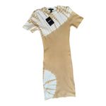 Forever 21  small nwt beige white tie-dye bodycon mini t-shirt dress short sleeve Photo 2