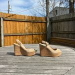 Veronica Beard  Dali Suede Peep-Toe Wedge Sandals in‎ Sand Size 8.5 Photo 1