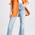 frame denim  Le High N' Tight Cropped Mini Boot Distressed Jeans Light Wash 29 Photo 0