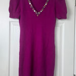 Moda International Sweater Dress Puffy Sleeves Embellished Pink Size Large Photo 0