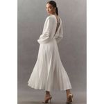 ACLER Wonastow Long Sleeve Pleated Satin Maxi Dress in Ivory Size US 4 White Photo 13