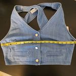 Denim Blvd . Denim Button-Up Vest with Strappy Back NWT Sz Large Cropped Vest Photo 8