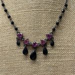 1928 Collection Gothic Black Crystal Dangle Necklace Witchycore Dark Romance Photo 2