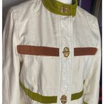 Tory Burch  Vintage-Style Cream
Jacket with Green & Brown Size 2 - Brass Hardware Photo 8