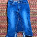 VINTAGE HI JEANS WESTERN COWGIRL STUDDED DENIM MIDI SKIRT Blue Size 4 Photo 0