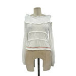 PITUSA Agata Smocked Crop Top In White Long Sleeves Size Petite / XS Photo 2