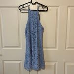 NBD x Revolve Bria Halter Light Blue Lace Dress Photo 2