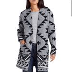 Frye Cozy Jacquard Patterned Open Front Cardigan Size XS Tan Black Aztec Photo 1