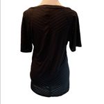 Adidas Women’s Short Sleeve Lightweight Loose Fit Sheer Striped Scoop Neck Top Photo 4