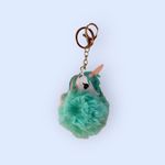 Unicorn Faux Leather Pompom Key Ring Purse Charm White Photo 1