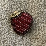 Monet Vintage  Gorgeous Brooch So Sparkly Red Rhinestone Apple Photo 1