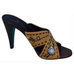 Donald Pliner Brown Leather Shoe New Criss Cross Sandal Embroidery NWT $265 Size 10 Photo 0