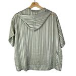 Boutique Cala Green Satin Stripe Hooded Short Sleeve Top S Photo 1