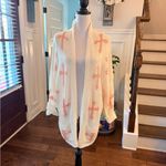 Wildfox White Label NWOT Cream & Pink Gothic Cross Slouch Open Cardigan Photo 2