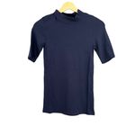 Universal Standard Short Sleeve Mock Neck Stretchy Knit Blue Size 4XS 00-0 New Photo 1