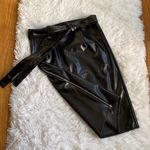 Chic Me Black faux leather mini zipper lace bow belt skirt, Size M Photo 2
