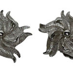 Vintage Silver Tone Clip On Earrings‎ Costume Jewelry Starburst Unmarked Photo 0