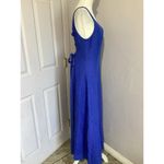 Maeve  Elseby Lace Up Midi Blue Sleeveless Dress Linen Blend S Photo 3