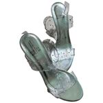 Stuart Weitzman Clear Silver Crystal Embellishments T-Strap Sandal Heels size 7 Photo 7