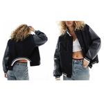 Nike NEW Women’s Oversized Destroyer Wool Bomber Varsity Jacket size L Black Photo 9
