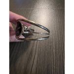 Vintage Mexican Silver Cuff Bracelet W/ Mother Of Pearl Inlay Flower Design Hand Photo 1