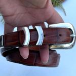 Brighton ONYX Belt Brown Leather Faux Gator Size 42 Photo 0