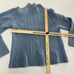Orvis Charles F  Sweater Womens Medium Blue Mock Neck Cable Knit Wool Blend Photo 4