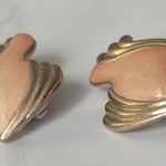Vintage Pink Enamel Gold Tone Retro Statement Clip Photo 2