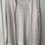Cynthia Rowley  White Tan Striped Hooded Cardigan Open Front Lightweight Sz XS Photo 0