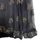 Isabel Marant  Midnight Blue Embellished Sheer Silk Long Sleeve Blouse Size 6 Photo 3