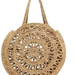 ZARA Round Shopper Bag BRAIDED JUTE Natural CUTOUT Tote XL HandBag W/ MU Bag Photo 0