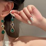 Emerald Green Crystal Dangle Drop Earrings For Women Photo 1