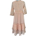 Maje Blush Pink Roso Gold Grommet Lace Tiered Half Sleeve Midi Dress size 1 / S Photo 3