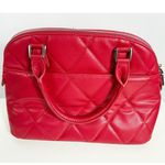 Badgley Mischka  Red Quilted Satchel with Studded Detail Purse Handbag Photo 3