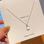 925 silver Plated Lock Chain Necklace Photo 0