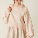 Free People Sweet Street Hoodie Ivory Women Ruffle Puff Sleeve Eyelet Lagenlook Photo 0