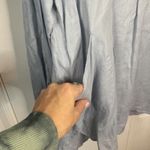 Magaschoni Women’s 100% Linen Ocean Blue Tunic Blouse Top Pockets W-287 Sz M Photo 1