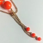 Bright Neon Orange Bead Necklace Chain Set Photo 2