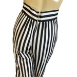 VINTAGE 1980'S MISTY LANE BLACK & WHITE STRIPE WIDE LEG HIGH WAIST TROUSERS (6) Photo 6