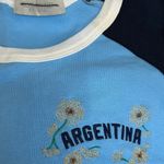 Free People NEW Ragabond Embroidered National Sport Tee Large Argentina Blue $68 Photo 5