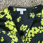 Topshop  Women’s Floral Wrap Long  Dress - Black/Bright Lime Green Sz 4 Photo 3