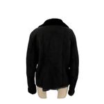 Hugo Boss Black Suede Fur Trim Moto Aviator Jacket Size US 10 Photo 6