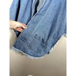Sundance Oversized Vintage Raw Hem Denim Jean Short Sleeve Cardigan LARGE Blue Photo 5