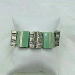 Light Jade Green Rhinestones Chunky Bracelet Photo 0