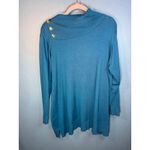 Cable & Gauge Sweater Women's Size 2X Wide Button Up Turtleneck Blue Office Wear Photo 1